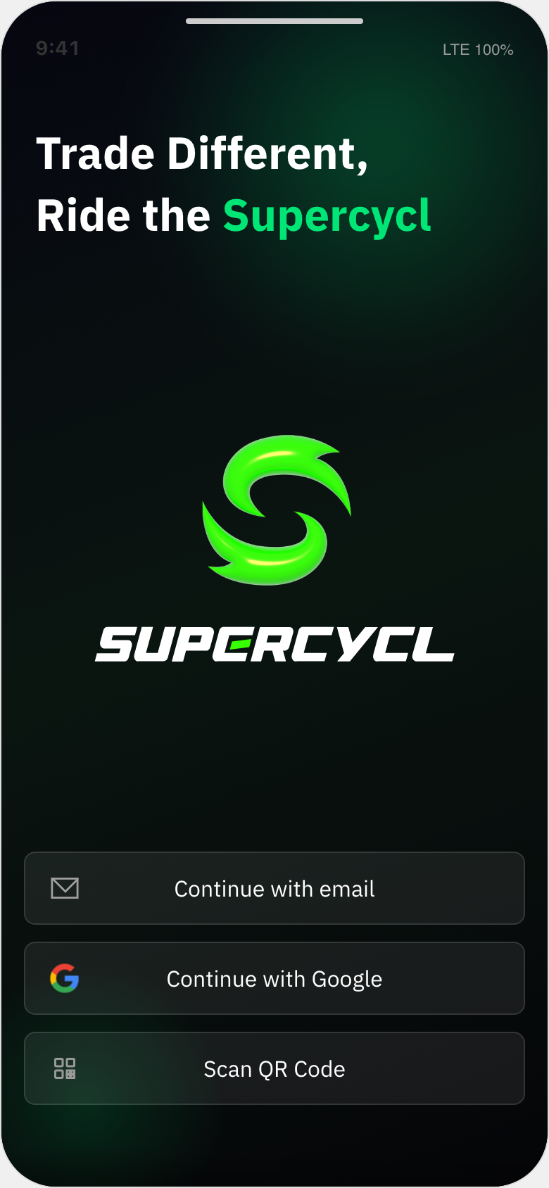 Supercycl 로그인 화면